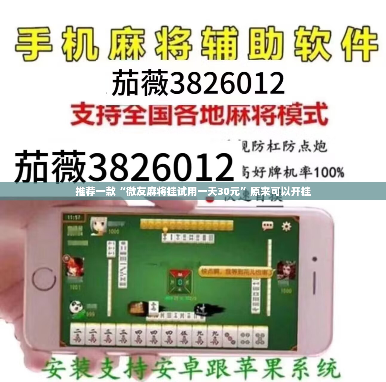 推荐一款“微友麻将挂试用一天30元”原来可以开挂