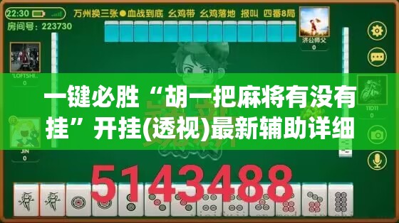 一键必胜“胡一把麻将有没有挂”开挂(透视)最新辅助详细