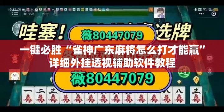一键必胜“雀神广东麻将怎么打才能赢”详细外挂透视辅助软件教程