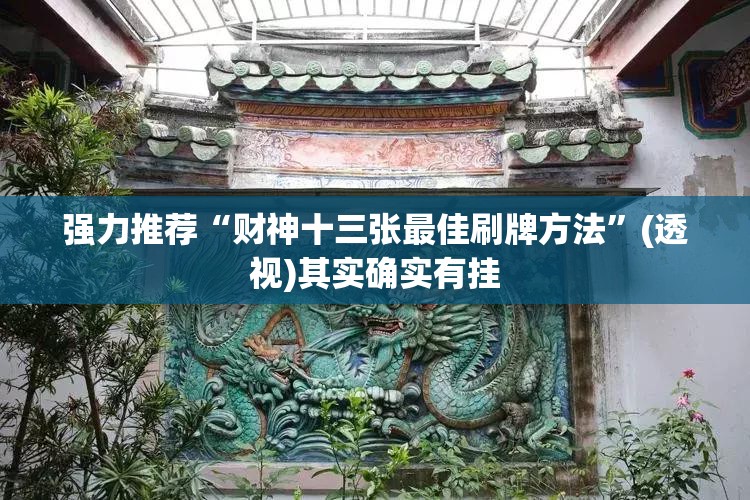 强力推荐“财神十三张最佳刷牌方法”(透视)其实确实有挂