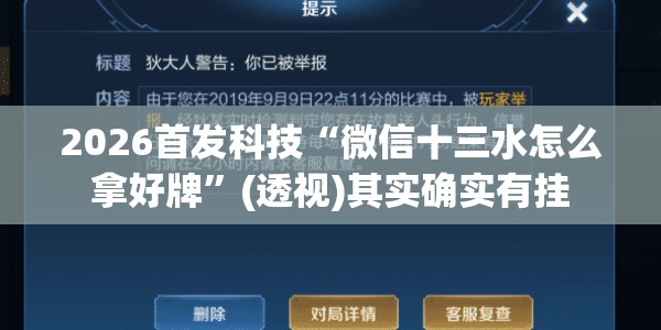 2026首发科技“微信十三水怎么拿好牌”(透视)其实确实有挂