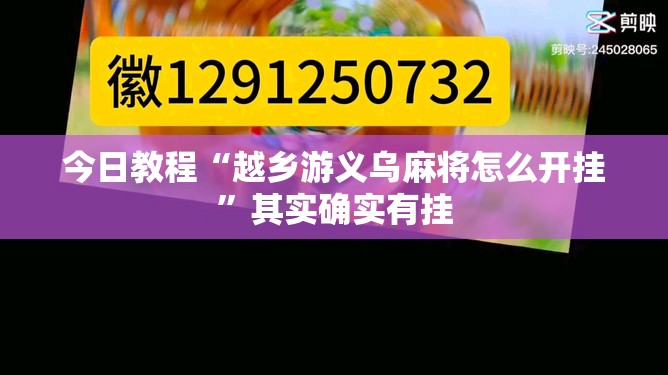 今日教程“越乡游义乌麻将怎么开挂”其实确实有挂