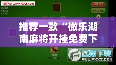 推荐一款“微乐湖南麻将开挂免费下载安装	”开挂辅助脚本+详细开挂安装教程