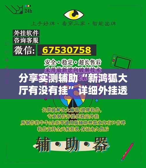 分享实测辅助“新鸿狐大厅有没有挂”详细外挂透视辅助软件教程