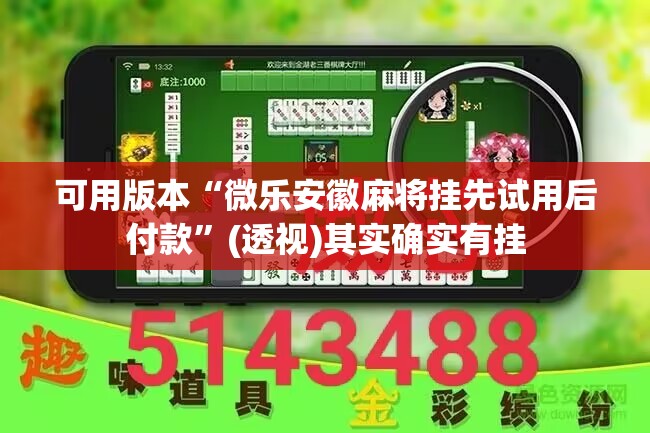 可用版本“微乐安徽麻将挂先试用后付款	”(透视)其实确实有挂