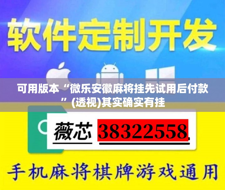 可用版本“微乐安徽麻将挂先试用后付款”(透视)其实确实有挂