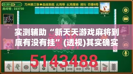 实测辅助“新天天游戏麻将到底有没有挂”(透视)其实确实有挂