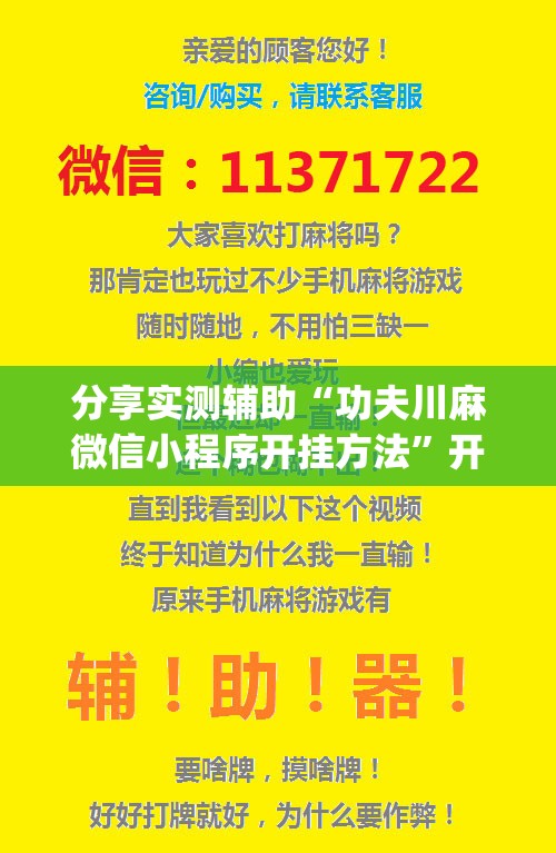分享实测辅助“功夫川麻微信小程序开挂方法	”开挂(透视)辅助神器