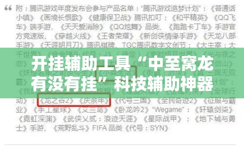 开挂辅助工具“中至窝龙有没有挂”科技辅助神器手机版